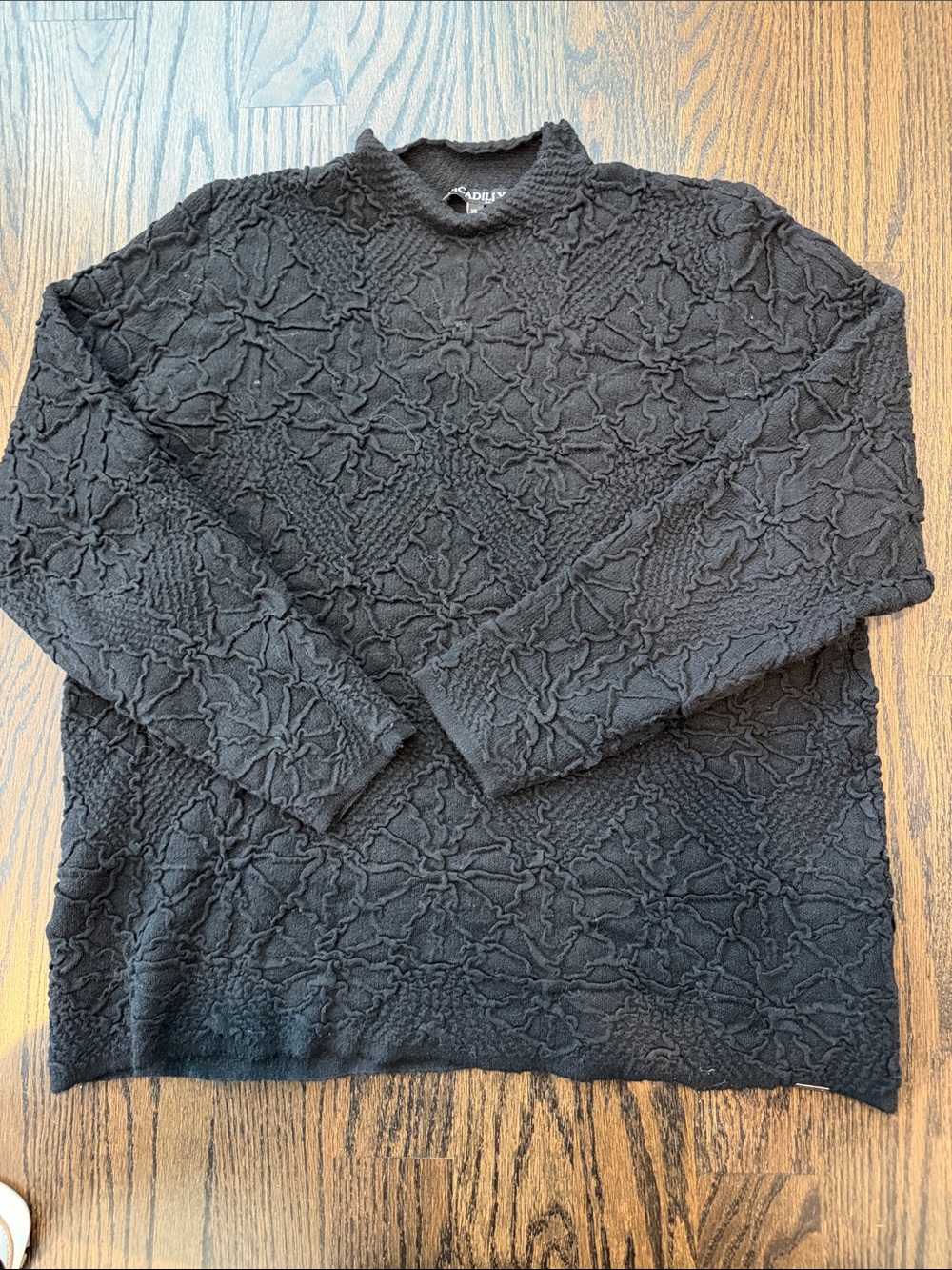 Women's Black Textured Turtleneck Sweater